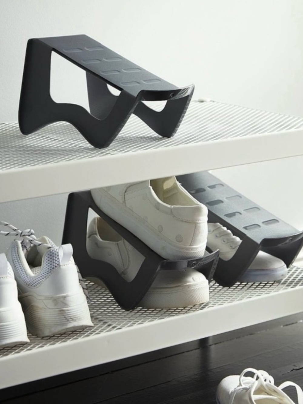 7x IKEA Murvel Space-saving Black Shoe Organizer Riser Set of Stackable Holders